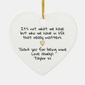 Dank je dat je mijn persoon bent, liefde hart keramisch ornament (Voorkant)