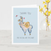Dank je dat je mijn vriend bent | Llama Luiaard Kaart (Gele Bloem)