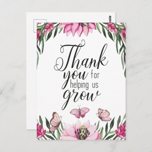 Dank je dat je ons hebt geholpen groeien -  briefkaart (Voorkant / Achterkant)