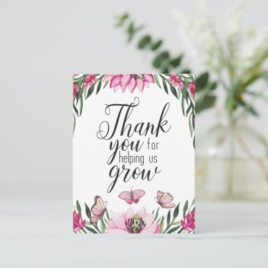 Dank je dat je ons hebt geholpen te groeien -  briefkaart (Staand voorkant)