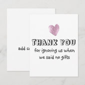 Dank je dat je ons negeert toen we zeiden: geen ca RSVP kaartje (Voorkant / Achterkant)