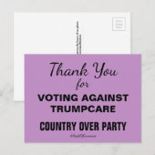 Dank je dat je tegen TrumpCare hebt gestemd. Verze Briefkaart (Voorkant / Achterkant)