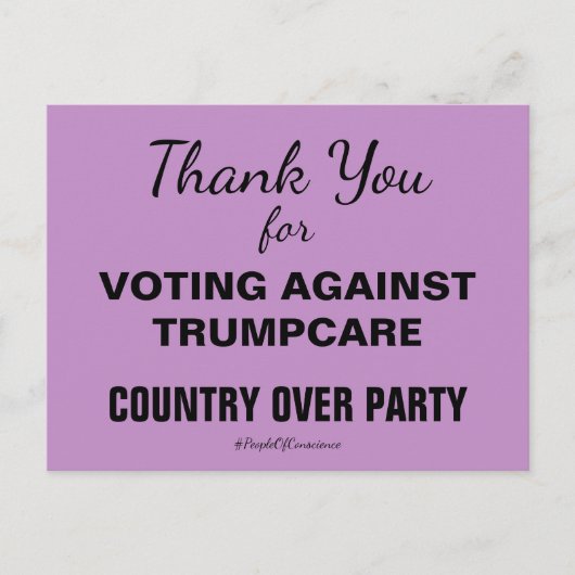 Dank je dat je tegen TrumpCare hebt gestemd. Verze Briefkaart (Voorkant)