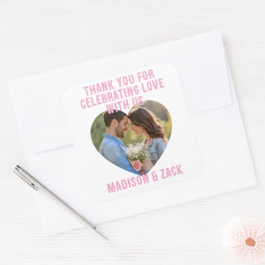 Dank je dat je van liefde viert FOTO  Vierkante Sticker (Envelop)