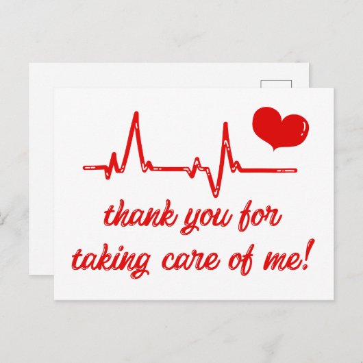 Dank je dat je voor me zorgt  Medische dankbetuigi Briefkaart (Voorkant / Achterkant)