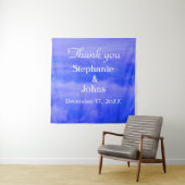 Dank je Deep Blue Cloud Art Abstract Bruiloft Wandkleed (In situ)