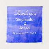 Dank je Deep Blue Cloud Art Abstract Bruiloft Wandkleed (Voorkant)