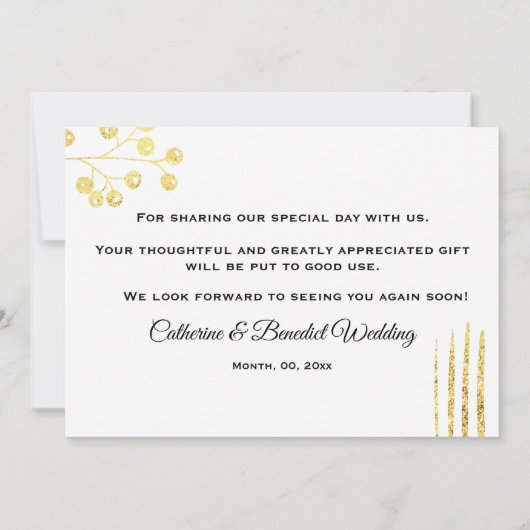 Dank je DIY 2 foto goud geometrische trouw chic Bedankkaart (Achterkant)