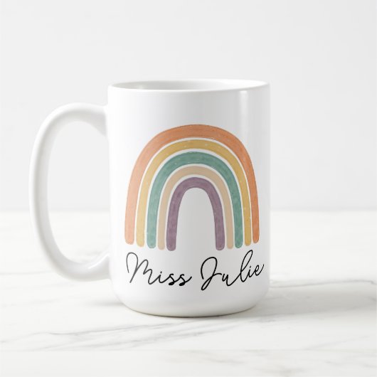 Dank je docent - Pastel Regenboog Design Mok Perso (Links)