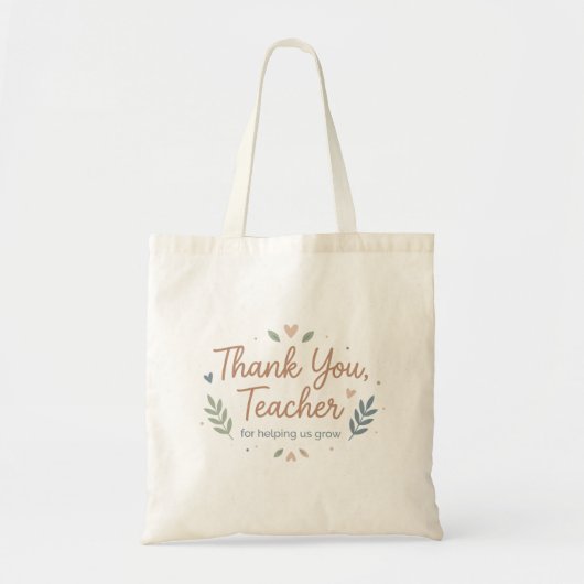 Dank je docent voor het helpen van onze groei tote bag (Voorkant)