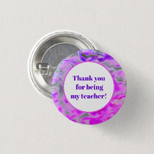 Dank Je Docent Waardering Roze Paarse Tie-Dye Ronde Button 3,2 Cm