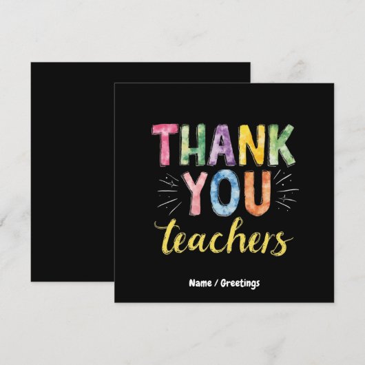 Dank Je Docenten & Studenten Afstudeercadeau Kaart (Voorkant / Achterkant)