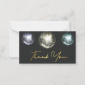 dank je drie disco ballen zwarte goudbruidskist notitiekaartje (Voorkant)