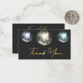 dank je drie disco ballen zwarte goudbruidskist notitiekaartje (Voorkant / Achterkant in situ)