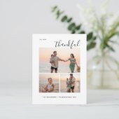 Dank je drie familiefoto gelukkig dankzij dankzegg feestdagenkaart (Staand voorkant)