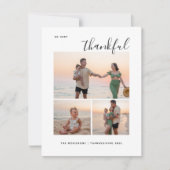 Dank je drie familiefoto gelukkig dankzij dankzegg feestdagenkaart (Voorkant)