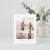 Dank je drie familiefoto gelukkig dankzij dankzegg feestdagenkaart (Staand voorkant)