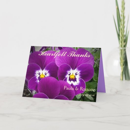 Dank je, driekleurig viooltje bedankkaart (Voorkant)