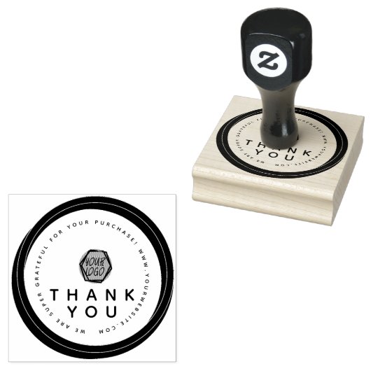 Dank je Dubbele Circulaire Boetiek Zakelijk Logo   Rubberstempel (Gestempeld)