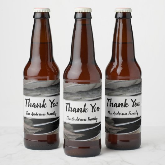 Dank je Duck Feather Foto Modern Appreciance Bier Etiket (Flessen)