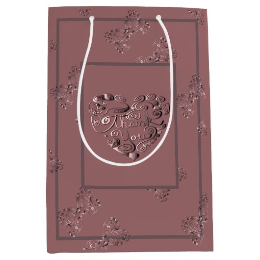 "Dank je" Dusty Rose Medium Cadeauzakje (Voorkant)