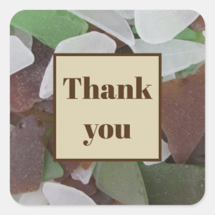 Dank je Earth Tone Zee Glass Foto appreciatie Vierkante Sticker