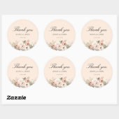 Dank je! Elegant, perzik, pastel, bloem, bruiloft Ronde Sticker (Vel)