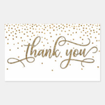 Dank je Elegant Schrift, Gouden Glitters & Confett