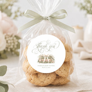 Dank Je Elegant Verhaaltjesboek Baby Shower Ronde Sticker