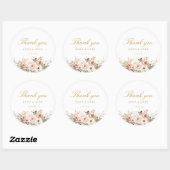 Dank je! Elegant, wit, pastel, bloem, bruiloft Ronde Sticker (Vel)