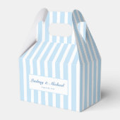 Dank je! Elegante blauwe strepen monogram bruiloft Bedankdoosjes (Voorkant Zijde)