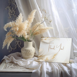 Dank je | Elegante Boheemse Bloemen Gouden Pampa's Bedankkaart