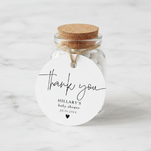 Dank je Elegante Calligrafie Baby Shower Bedankjes Labels