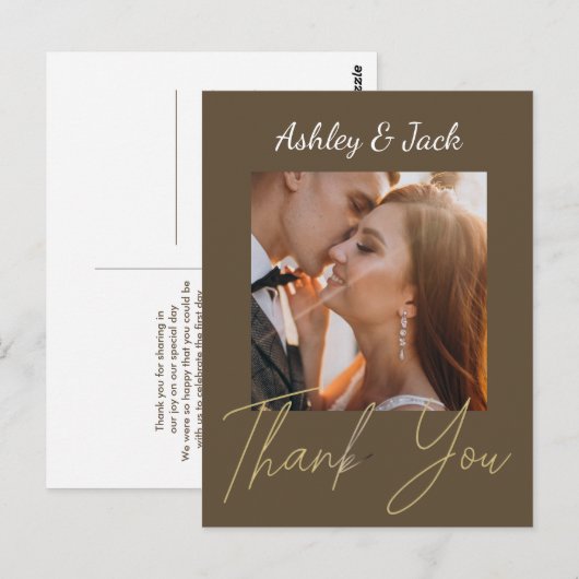 Dank je Elegante Chic Foto Postkaart (Voorkant / Achterkant)