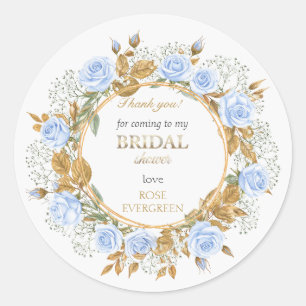Dank je Elegante Stofblauwe Rozen Baby’s Breath Ronde Sticker