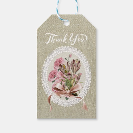 Dank je elegante textuur effect Bloemenkraft Cadeaulabel (Voorkant)