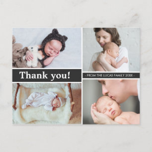 Dank je en baby geboorteaankondigingsfoto's briefkaart