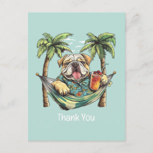 Dank Je Engelse Bulldog In Hawaiaanse Top Briefkaart