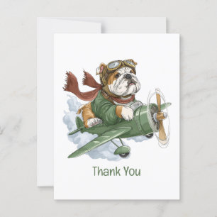 Dank je Engelse Bulldog Piloot Vliegtuig Briefkaart