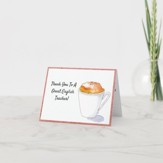 Dank Je Engelse Leraar Waterverf Cappuccino Bedankkaart (Voorkant)