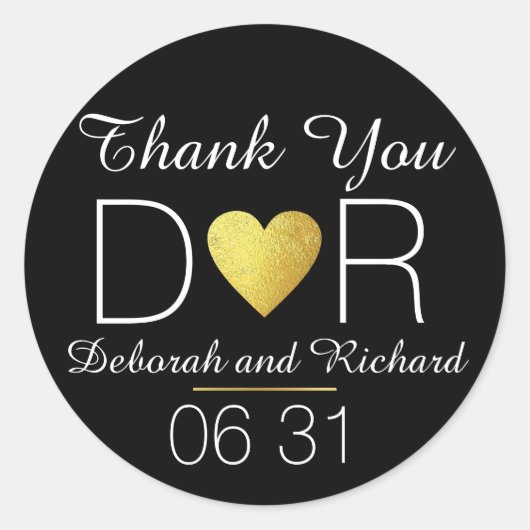 dank je . faux gold hart . ronde sticker (Voorkant)