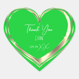 Dank Je Favoriet Gouden Hart Bruiloft Groene Sticker