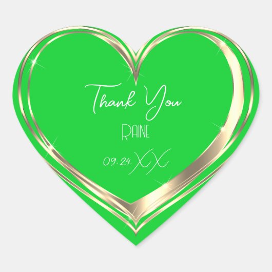 Dank Je Favoriet Gouden Hart Bruiloft Groene Sticker (Voorkant)