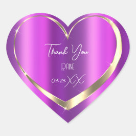 Dank Je Favoriet Paarse Gouden Hart Bruiloft Sweet Sticker