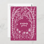 DANK JE Florale Whimsical Schets Doodle  Briefkaart (Voorkant / Achterkant)