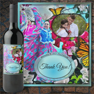 Dank je Flowers & Butterflies PV01 Wijn Etiket