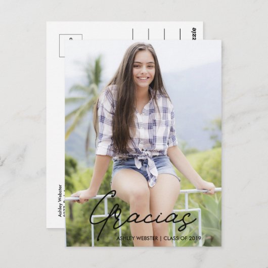 Dank je | Foto Afstudeer Dankjescadeaukaart Briefkaart (Voorkant / Achterkant)