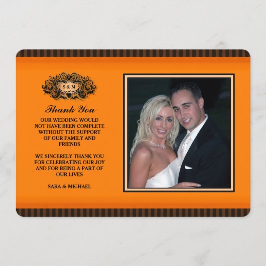 Dank je foto kaart - Oranje & Zwart (Voorkant)