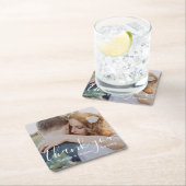 dank je , foto van de witte kalligrafie bruiloft kartonnen onderzetters (Insitu)