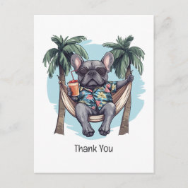 Dank Je Franse Bulldog In Hawaiiaanse Top Briefkaart